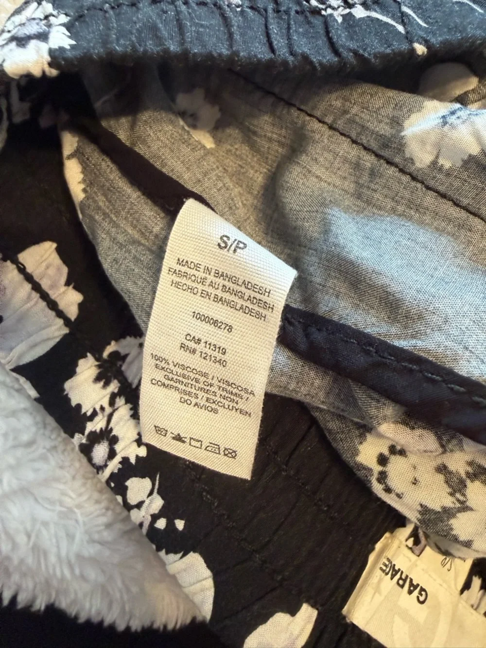 Garage Black and White Floral Lounge Shorts